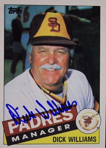 Dick Williams Padres Manager (D.11) تم توقيعه 1985 Topps #66 بطاقة موقعة 16L - بطاقات موقعة للبيسبول in Saudi Arabia