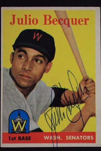 تم توقيع Julio Becquer Senator 1958 Topps #458 بطاقة موقعة JSA أصيلة - بطاقات موقعة للبيسبول in Saudi Arabia