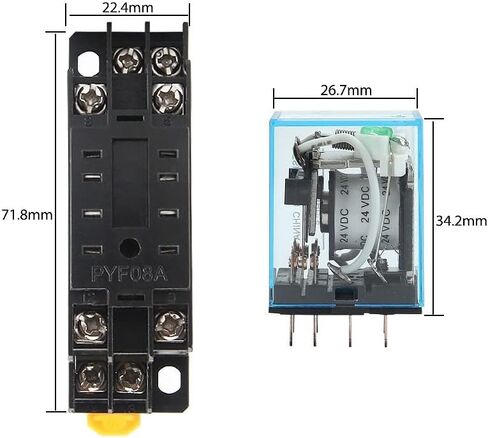 my2nj HH52P DPDT Miniature Coil Coil electromagnetic Relay AC12V 24V DC24V AC110V 220V 8 PIN مع قاعدة المقبس (OneColor) in Saudi Arabia
