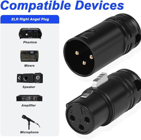 محول لحام الميكروفون XLR ، الزاوية اليمنى القابلة للتعديل من الذهب 90 درجة 3PIN XLR موصل توصيل الصوت الذكور والإناث لحساب الذك in Kuwait