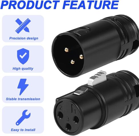محول لحام الميكروفون XLR ، الزاوية اليمنى القابلة للتعديل من الذهب 90 درجة 3PIN XLR موصل توصيل الصوت الذكور والإناث لحساب الذك in Kuwait