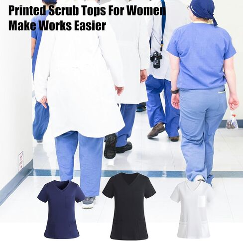 قمم الدعك على النساء ، قمصان فرك V CTING VICT مع 5 جيوب ، امتداد ناعم ، ملاءمة كلاسيكية in Kuwait