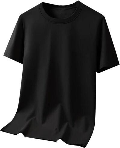 Men's Short Sleeve Tees, Summer Comfy Breathable Crew Neck Tops Loose Fit Casual Summer Solid Color Workout Tops in Kuwait