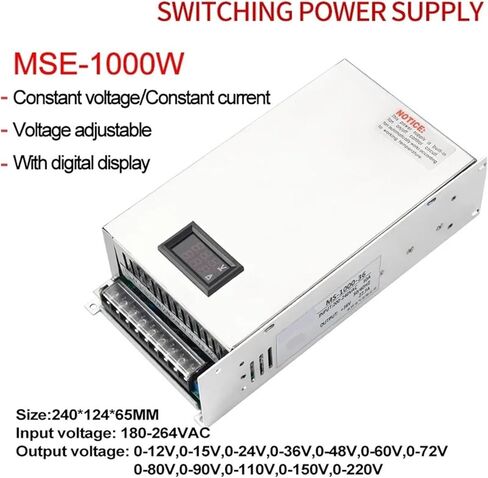 1000W Switching Power Supply 12V 15V 24V 36V 48V 60V 72V 80V 110V 220V صناعة عرض رقمية قابلة للتعديل (0-24V 41.6A-1000W) in Kuwait