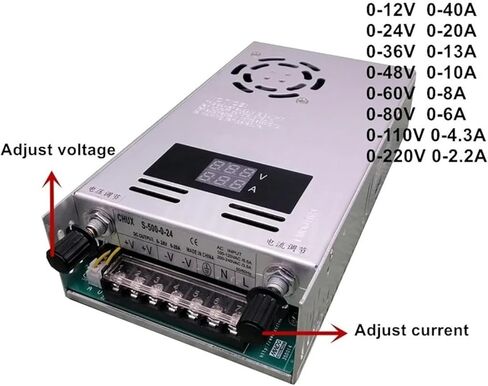 500 واط ، مزود طاقة التبديل القابل للتعديل مع مزود طاقة العرض الرقمي لـ DC 0-12V 24V 36V48V 60V 80V 110V 220V (0-24V 20A) in Kuwait