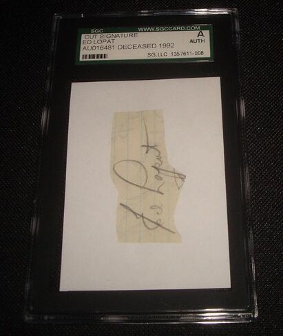 Eddie Lopat 1949-1953 Yankees وقعت شبتة Cut SGC معتمد in Saudi Arabia
