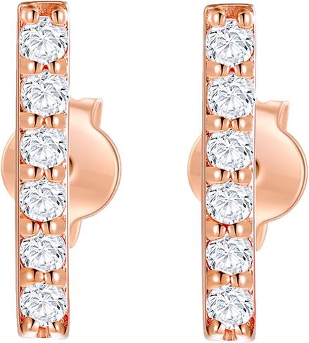 SISGEM Real 14k White Gold Created Moissanite Bar Earrings for Women, Fine Jewelry Bar Stud Earrings for Her in Saudi Arabia