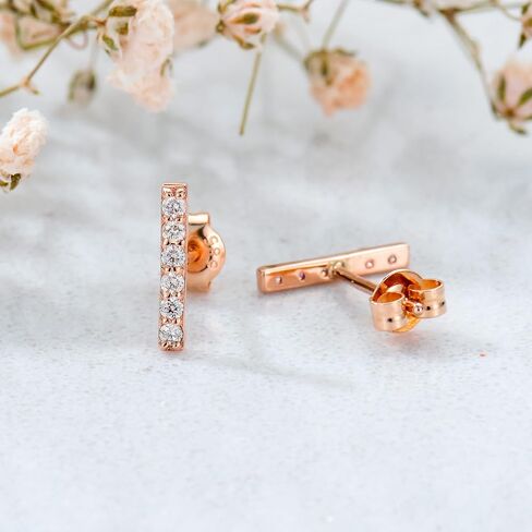 SISGEM Real 14k White Gold Created Moissanite Bar Earrings for Women, Fine Jewelry Bar Stud Earrings for Her in Saudi Arabia