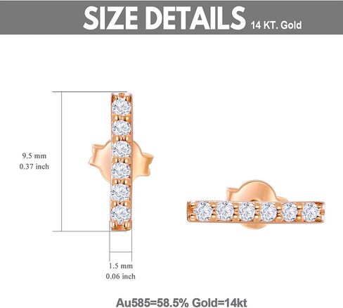 SISGEM Real 14k White Gold Created Moissanite Bar Earrings for Women, Fine Jewelry Bar Stud Earrings for Her in Saudi Arabia