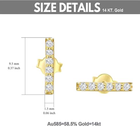 SISGEM Real 14k White Gold Created Moissanite Bar Earrings for Women, Fine Jewelry Bar Stud Earrings for Her in Saudi Arabia