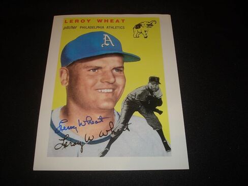 Leroy Wheat 1954-55 Athletics Signed 8.5X11 Topps Photo Authentic Autograph JB8 - Baseball Slabbed Autographed Cards in Saudi Arabia