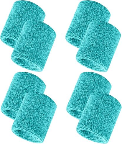 8 Pcs Sweatbands Sport Wristband, Tennis Wristband Moisture Wicking Cotton Terry Cloths Sweatband for Men and Women, Athletic Sweatbands for Running, Basketball, Football, Workout in Saudi Arabia