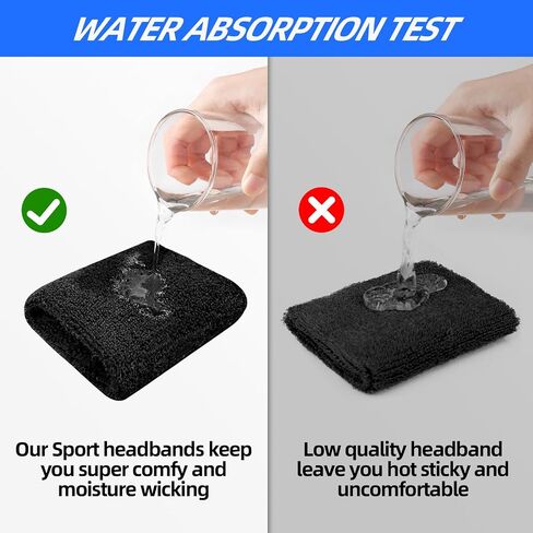 8 Pcs Sweatbands Sport Wristband, Tennis Wristband Moisture Wicking Cotton Terry Cloths Sweatband for Men and Women, Athletic Sweatbands for Running, Basketball, Football, Workout in Saudi Arabia