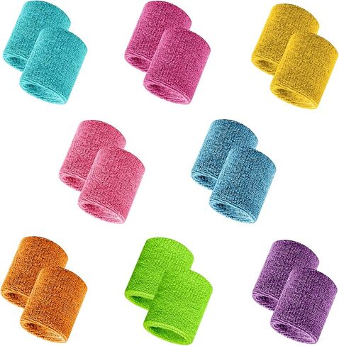 8 PCS عرقات العرق معصم الرياضة ، والرطوبة المعصم التنس فتيل القطن Terry Cloths العرق للرجال والنساء ، وأزمة العرق الرياضية للركض ، وكرة السلة ، وكرة القدم ، والتمرين in Kuwait