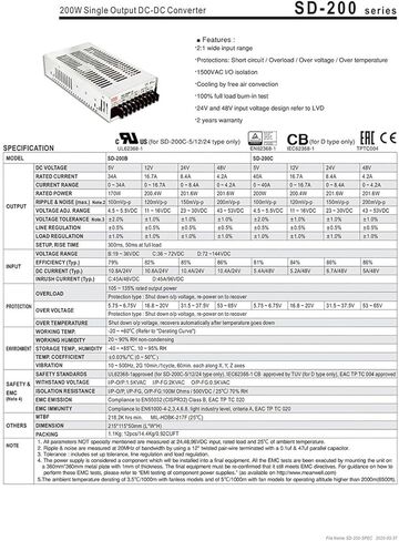 SD-200B-48 19 ~ 36V DC TO 48V DC 200W DC-DC CONTRALTER STANTING RESSION 24V إلى 48V 4.2A محول in Kuwait
