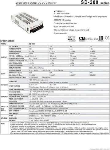 SD-200B-48 19 ~ 36V DC TO 48V DC 200W DC-DC CONTRALTER STANTING RESSION 24V إلى 48V 4.2A محول in Kuwait