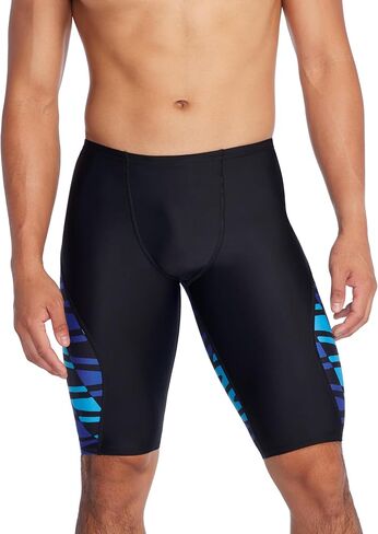Speedo Men's Standard Swimsuit Jammer Endurance+ Splice Team Colors, Edge Black/Blue, 32 in Kuwait