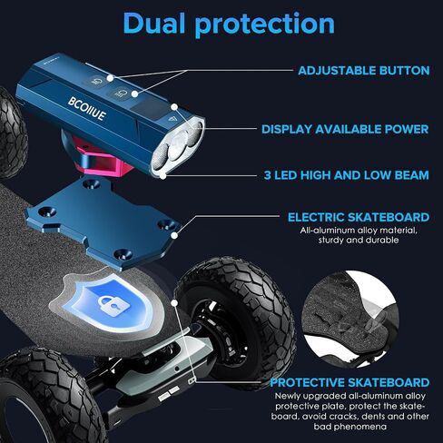 أضواء اللوحة الطويلة الكهربائية ، 3000 Lumen 10000 Mah وقت التشغيل 74H بطارية ، جميع مصابيح التزلج الكهربائية المصابة بالألومنيوم مع قاعدة تصاعد in Kuwait