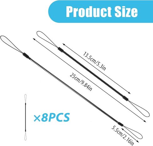 8 PCS PEN PEN LEASH LANYARD LANYARD Tether Lantractable Pens Lanyard for Pens Pans Plastic Coil Anti Lose Tablet Ben Ben Leash للحافظة ، وربط الشاشة التي تعمل باللمس in Kuwait