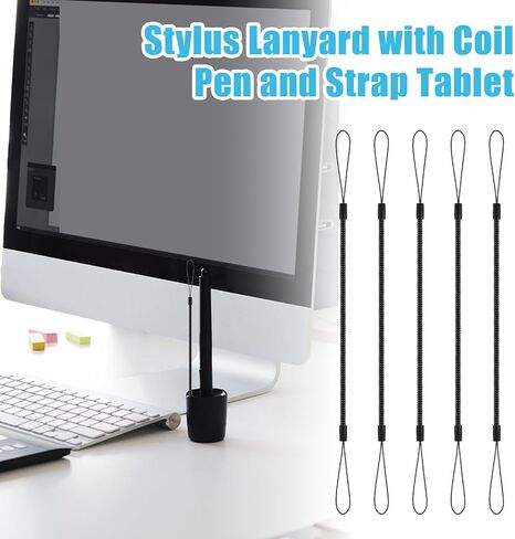 8 PCS PEN PEN LEASH LANYARD LANYARD Tether Lantractable Pens Lanyard for Pens Pans Plastic Coil Anti Lose Tablet Ben Ben Leash للحافظة ، وربط الشاشة التي تعمل باللمس in Kuwait