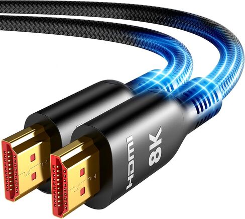 Cable HEDMI Long HDMI 20 قدمًا ، 10K 8K 4K Ultra HD SPEED 2.1 HDMI Cable 48GBPS مضفر CORD-4K@120HZ 8K@60Hz ، DTS: X ، HDCP 2.2 و 2.3 ، HDR 10 CATABLE مع ROKU TV/PS5/HDTV/ in Kuwait