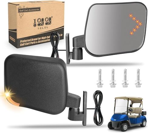10L0L GOLF CART SIDE SIDE VIEW مرآة مع إشارات دوران قابلة للضغط مع عربات Ezgo Club Gas Gas & Electric Golf in Kuwait