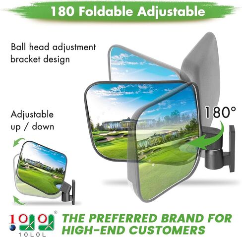 10L0L GOLF CART SIDE SIDE VIEW مرآة مع إشارات دوران قابلة للضغط مع عربات Ezgo Club Gas Gas & Electric Golf in Kuwait
