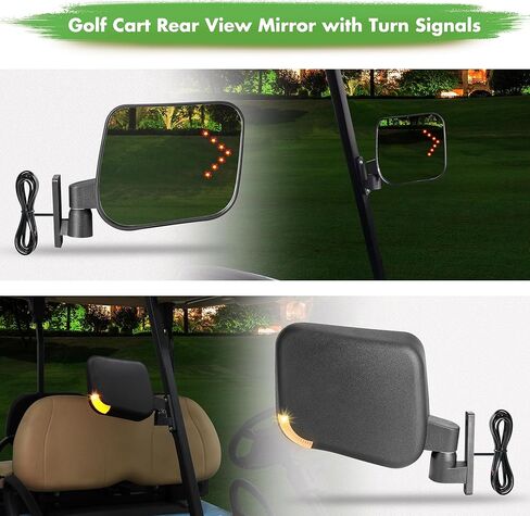 10L0L GOLF CART SIDE SIDE VIEW مرآة مع إشارات دوران قابلة للضغط مع عربات Ezgo Club Gas Gas & Electric Golf in Kuwait