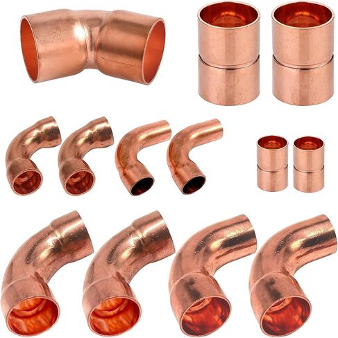 Copper Fittings Kit HVACR 3/8 & 7/8 Line Set, Copper Pipe Fitting Coupling and Elbow, Air Conditioning Refrigeration Liquid Line & Suction Lines Tubing Pipes for Central/Split A/C systems in Saudi Arabia
