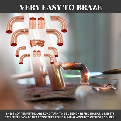 Copper Fittings Kit HVACR 3/8 & 7/8 Line Set, Copper Pipe Fitting Coupling and Elbow, Air Conditioning Refrigeration Liquid Line & Suction Lines Tubing Pipes for Central/Split A/C systems in Saudi Arabia