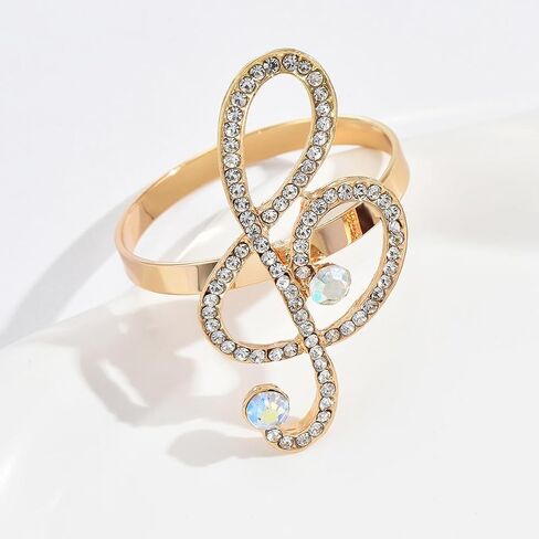 6 Pack Alloy Musical Note Napkin Ring Holders for Wedding Party Holiday Banquet Christmas Dinner Delicate Serviette Buckles Decor Favor in Saudi Arabia