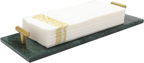 Napkin Holder - Guest Towel Holder for Bathroom - Marble Paper Towel Holder - Hand Towel Tray with Gold T-Handle(11.8x4.7x1.7 Inchs) in Saudi Arabia
