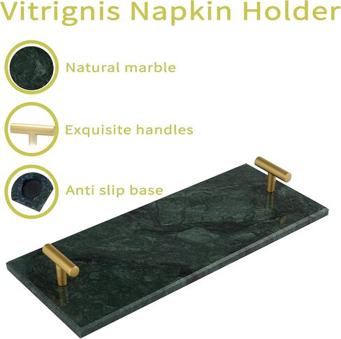 Napkin Holder - Guest Towel Holder for Bathroom - Marble Paper Towel Holder - Hand Towel Tray with Gold T-Handle(11.8x4.7x1.7 Inchs) in Saudi Arabia