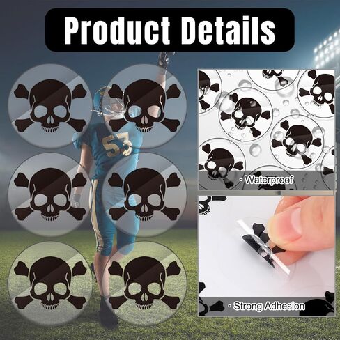 Skull Helmet Stickers 500Pcs 1" Self Adhesive Decals Football Baseball Softball Helmet Stickers for DIY Crafts Sport Event Rewards Supplies, White Print Black, 20 Sheets in Saudi Arabia