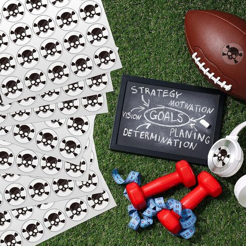 Skull Helmet Stickers 500Pcs 1" Self Adhesive Decals Football Baseball Softball Helmet Stickers for DIY Crafts Sport Event Rewards Supplies, White Print Black, 20 Sheets in Saudi Arabia