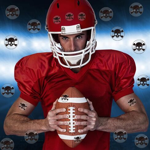 Skull Helmet Stickers 500Pcs 1" Self Adhesive Decals Football Baseball Softball Helmet Stickers for DIY Crafts Sport Event Rewards Supplies, White Print Black, 20 Sheets in Saudi Arabia