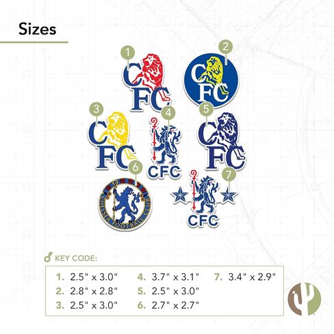 Desert Cactus Chelsea FC Sticker Decal Vinyl London Blue Lions Football Soccer Laptop Water Bottle Car Scrapbook T2 (Type 2-3) in Saudi Arabia