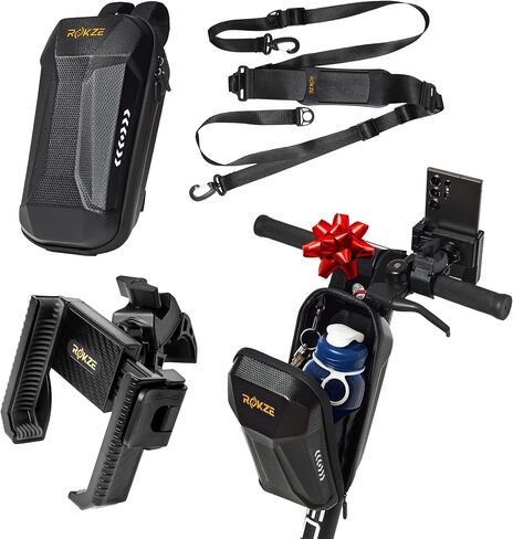 E-Scooter Kit: 3L Waterproof EVA Hard Shell Storage Bag, Scooter Phone Holder & 90" Scooter Strap - Essential Electric Scooter Accessory for Adult Urban Commuters in Saudi Arabia