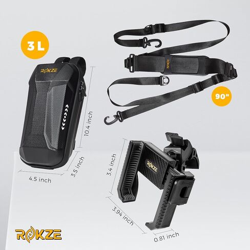 E-Scooter Kit: 3L Waterproof EVA Hard Shell Storage Bag, Scooter Phone Holder & 90" Scooter Strap - Essential Electric Scooter Accessory for Adult Urban Commuters in Saudi Arabia