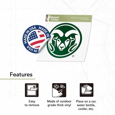 Desert Cactus Colorado State University Sticker CSU Rams Vinyl Decal Laptop Water Bottle Car Scrapbook (IND 00002) in Saudi Arabia