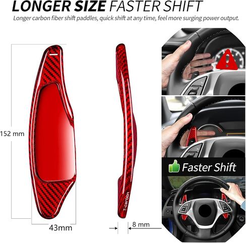 T-carbon Paddle Shifter Extensions Fits Cadillac CT5 CT6 XT5 XT6 2010-19;Carbon Fiber Steering Wheel Paddle Shifter Cover Fits Chevy Camaro 2015;Compatible with Buick Regal Lacrosse Verano Accessories in Saudi Arabia
