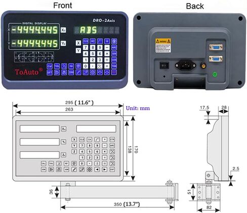 Toauto 14 '' & 28 '' 2 Axis Digital Readout TTL Linear Glass Scale Mill Dro Kit 350mm + 700mm ، US Stock ، 2-4 Days Business in Saudi Arabia