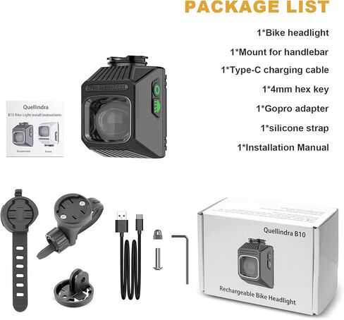 1200 LM Bike Lights لركوب الليل ، LED USB-C قابلة لإعادة الشحن IPX65 ماء للدراجات الأمامية لركوب الدراجات الجبلية على الطريق الجبلي in Kuwait