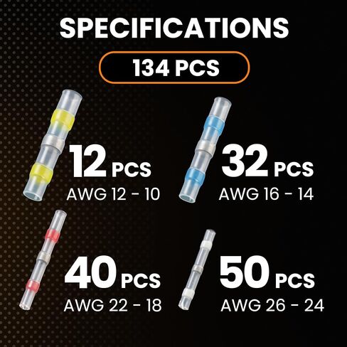Madcatz 120 PCS Solder Seal Heat Heat Connectors ، موصلات الأسلاك المقاومة للماء الطبقات الكهربائية ، موصل لصق معزول بدون لحام لشاحنة السيارات البحرية in Saudi Arabia