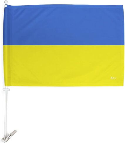 Ukrainian Car Flag Bandera Para Carros De Ukraine Decor For Window Clip Mount Auto Accessories Sports Fan Gift League Olympics Party Supplies National Pride Patriotic Decorations Made in USA in Saudi Arabia