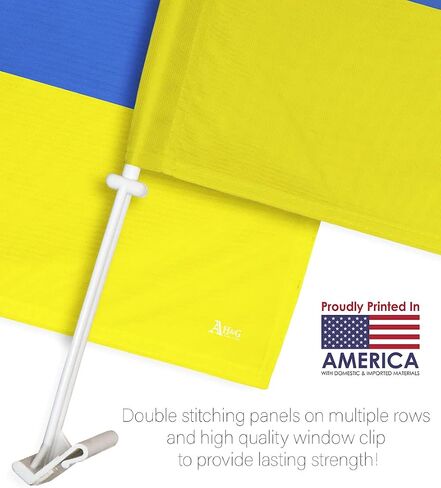 Ukrainian Car Flag Bandera Para Carros De Ukraine Decor For Window Clip Mount Auto Accessories Sports Fan Gift League Olympics Party Supplies National Pride Patriotic Decorations Made in USA in Saudi Arabia