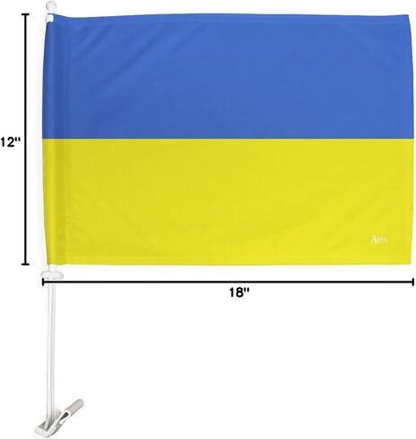 Ukrainian Car Flag Bandera Para Carros De Ukraine Decor For Window Clip Mount Auto Accessories Sports Fan Gift League Olympics Party Supplies National Pride Patriotic Decorations Made in USA in Saudi Arabia