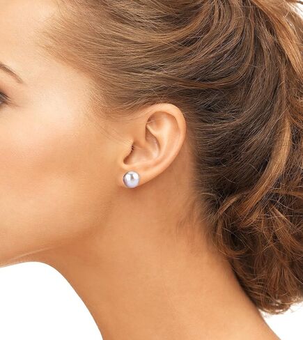 THE PEARL SOURCE 7-8mm White Freshwater Real Pearl Earrings for Women - 14K Gold Earrings | Hypoallergenic Earrings with Genuine Cultured Pearls in Saudi Arabia