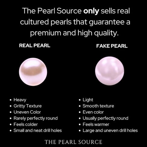 THE PEARL SOURCE 7-8mm White Freshwater Real Pearl Earrings for Women - 14K Gold Earrings | Hypoallergenic Earrings with Genuine Cultured Pearls in Saudi Arabia