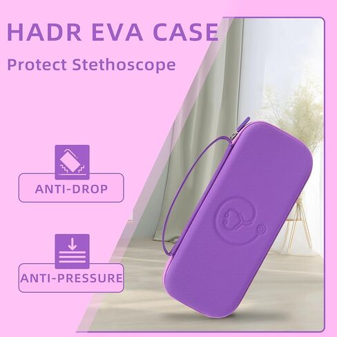 حالة سماعة الطبيب المحمولة متوافقة مع 3M Littmann Classic III ، II S.E خفيفة الوزن ، أمراض القلب ، MDF ، حالة السماعات الصلبة مع جيب الشبكة للملحقات المقص الطبي (الأرجواني) in Kuwait